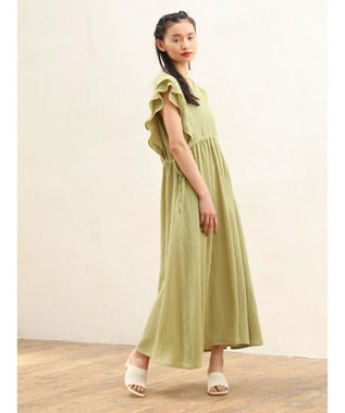 Green Parks ■ＥＳＣＡＲ　ピンタックフレアスリーブワンピース Lime Green
