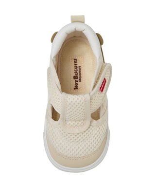 MIKI HOUSE HOT BISCUITS 【14-15cm】かかと顔 メッシュ セカンドベビーシューズ アイボリー