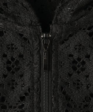 自由区 【WEB限定・1枚で華やぐ・旬スタイル】テクスチャーレーシージップ パーカー ブラック