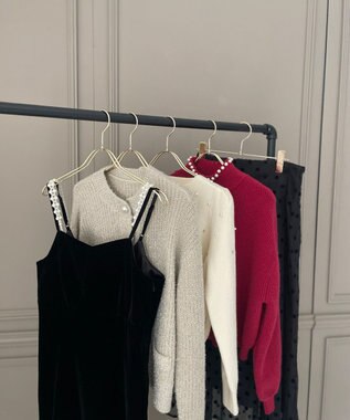 Feroux パール×ビジュー ニット ホワイト系