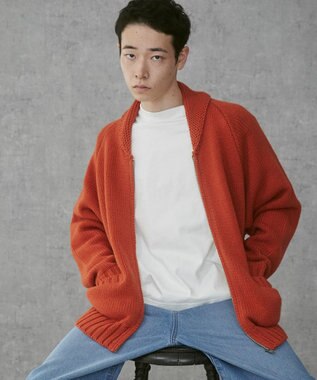 WEGO 【ユニセックス着用ITEM】カウチンニットカーディガン オレンジ