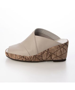 MODE ET JACOMO <D'ICI>パッチワーク厚底サンダル ライトグレーコンビ