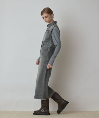 GRACE CONTINENTAL デニムロングジレワンピース ブラック