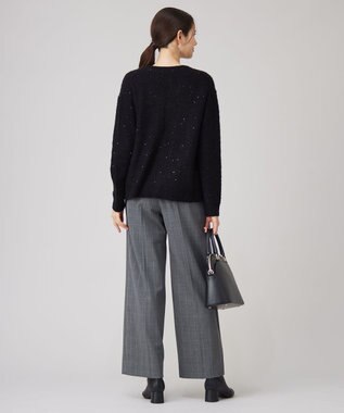 自由区 L 【アンサンブル対応・洗える】スパンコールニット カーディガン ブラック