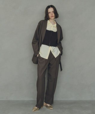 YECCA VECCA 2wayアシメデザインロングジャケット Brown