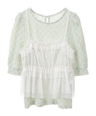 earth music&ecology ＳＥＴ２点フラワープルオーバー＋チュールビスチェ Mint