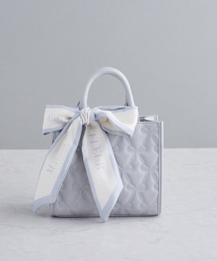 Maison de FLEUR EC限定スカーフ付リボンキルティングバッグ Grayish Blue