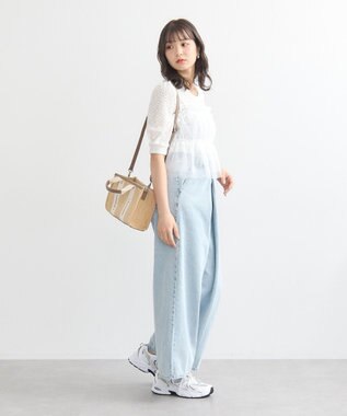 earth music&ecology ＳＥＴ２点フラワープルオーバー＋チュールビスチェ Off White