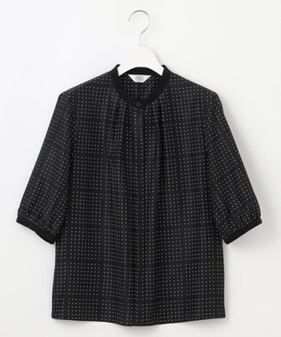 J.PRESS LADIES S 【洗える】ブロックドットプリント バンドカラー ブラウス ネイビー系5