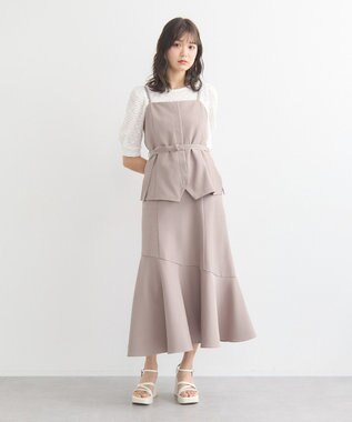 earth music&ecology ＳＥＴ２点フラワープルオーバー＋チュールビスチェ Off White