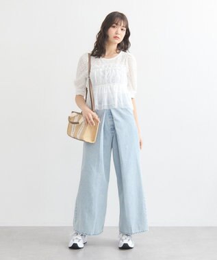 earth music&ecology ＳＥＴ２点フラワープルオーバー＋チュールビスチェ Off White