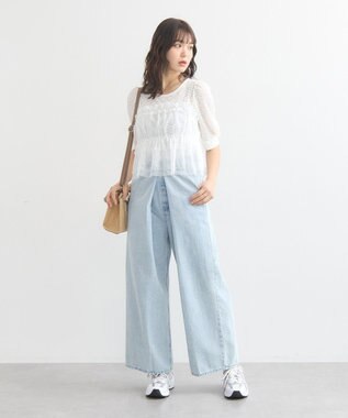 earth music&ecology ＳＥＴ２点フラワープルオーバー＋チュールビスチェ Off White