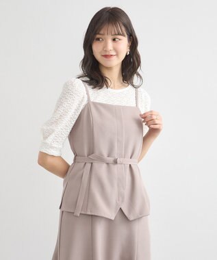 earth music&ecology ＳＥＴ２点フラワープルオーバー＋チュールビスチェ Off White