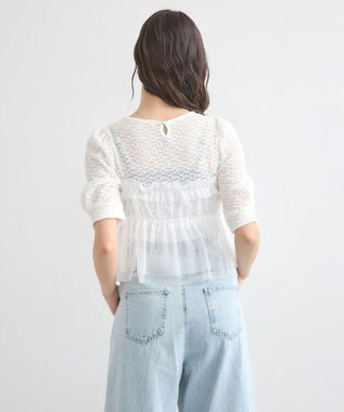 earth music&ecology ＳＥＴ２点フラワープルオーバー＋チュールビスチェ Off White