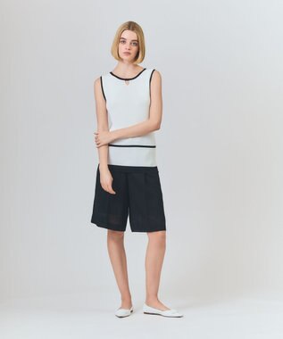 GRACE CONTINENTAL リネンライクシアーパンツ ブラック