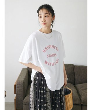 CRAFT STANDARD BOUTIQUE シルケット天竺　ロゴＰＴ裾ラウンドチュニックＳ／Ｓ Off White