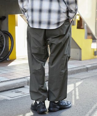 WEGO 【ウエストゴム/MLサイズ展開】ナイロンイージーパンツ カーキ