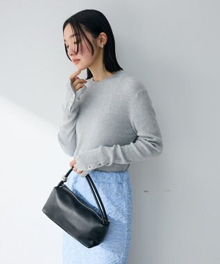 Green Parks 袖口金釦リブニットプルオーバー Light Gray