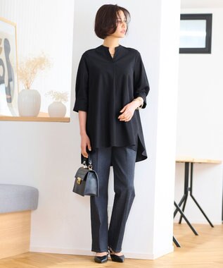 自由区 S 【洗える】ストレート デニムパンツ ネイビー系