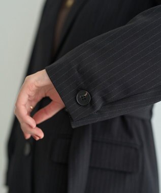 YECCA VECCA 2wayアシメデザインロングジャケット Stripe