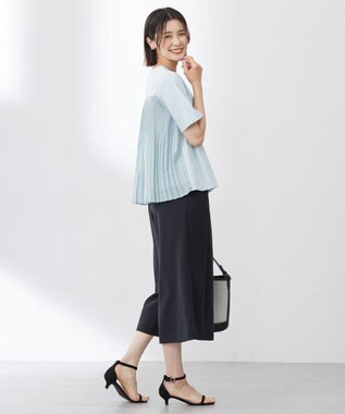 J.PRESS LADIES L 【洗える】コットンスムース バック プリーツ カットソー アクアグリーン系