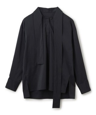 uncrave シルクライクタフタ ボウタイブラウス ブラック