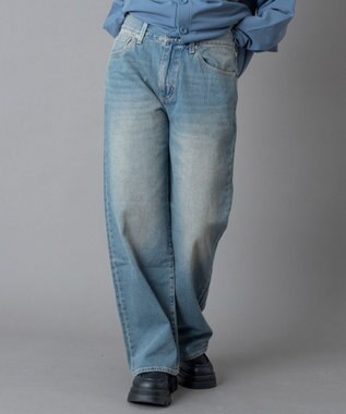 WEGO 【ユニセックス着用ITEM/ウエスト調整可】ストレートデニムパンツ デニム中濃色