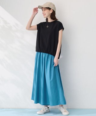 ANY L 【洗濯機可/UVケア】シルケットスムースドロストＴシャツ ブラック