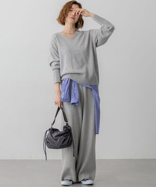 23区 L 【見上愛さん着用/洗える】カシミヤブレンド ニット パンツ ライトグレー系