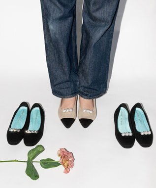 TOCCA 【軽量・撥水・お洗濯可・選べるシュークリップ】steppi×TOCCA BALLET PUMPS パンプス ブラック×ビジュー