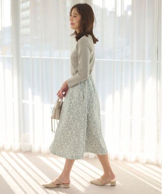 Feroux 【セットアイテム】ニット×ジャガードスカート セット ライトグリーン系