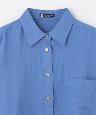 ANY 【手洗い可能】ヨーロピアンリネンシャツブラウス ライトブルー