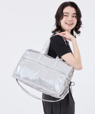 LeSportsac DELUXE MED WEEKENDER MH/ロゴジャガードシルバースナイデル