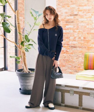 earth music&ecology 【2WAY】ウエストタブタックパンツ Check