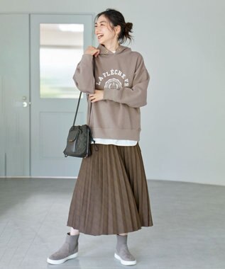 ANY 【洗濯機可能/サスティナブル】ロゴ裏起毛パーカー モカ