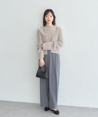 earth music&ecology 【2WAY】ウエストタブタックパンツ Gray