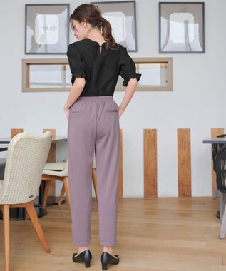 Tiaclasse 【洗える】シアーシャーリング2WAYブラウス ブラック