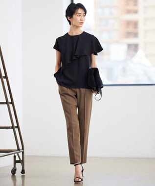 ICB L 【洗える】ウール2WAYストレッチ テーパードパンツ モカ系