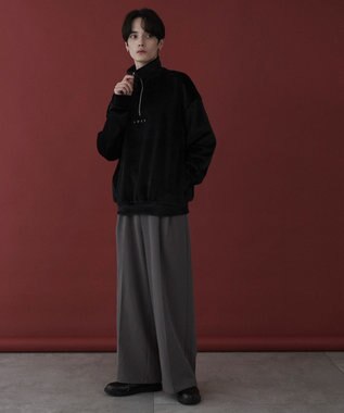 WEGO 【ユニセックス着用ITEM】マイクロシャギーワンポイントハーフZIPプルオーバー ブラック