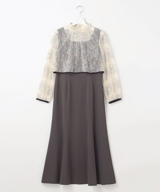 Feroux 【2WAY・セットアイテム】レースブラウス×ジャンパースカートセット グレー系