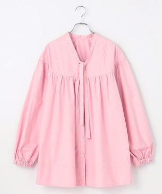 #Newans 【アイロンいらず】バストカットギャザーブラウス ピンク