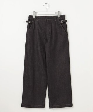 J.PRESS LADIES S 【洗える】ハイパワーデニムツイル ワイド パンツ ブラック系