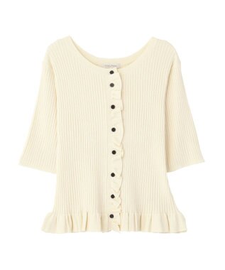 Green Parks フリルニットカーディガン Off White