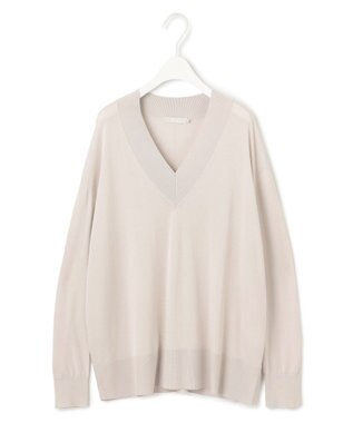 ICB L 【洗える】シルクヴィスコースハイゲージ Vネックニット トープ系
