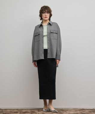 GRACE CONTINENTAL ジャージビッグシャツ ストライプ