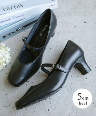 Pointer 【5cmヒール】日本製 ストラップオフィスパンプス ブラック