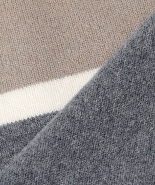 自由区 ウールカシミヤブレンドハイネック ニット マルチボーダー