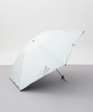 AURORA NINA RICCI （ニナリッチ)  リボン＆ネモフィラ風 刺しゅう晴雨兼用パラソル（クイックオープン折り畳み・ミニ傘） ホワイト