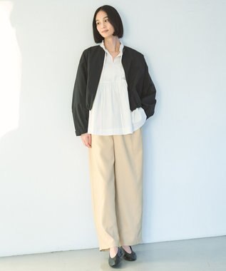 UNFILO コットンブロード フリルネックシャツ オフ