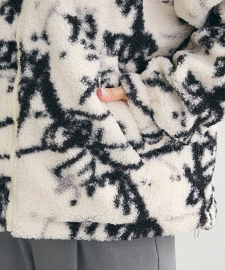 Green Parks リバーシブルプリント柄ボアブルゾン Ecru